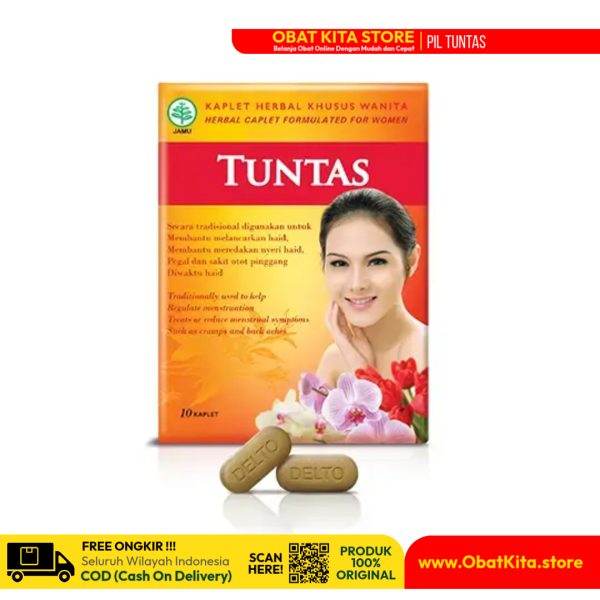 Pil TUNTAS – Suplemen Herbal Wanita untuk Haid Tidak Lancar & Gangguan Hormon