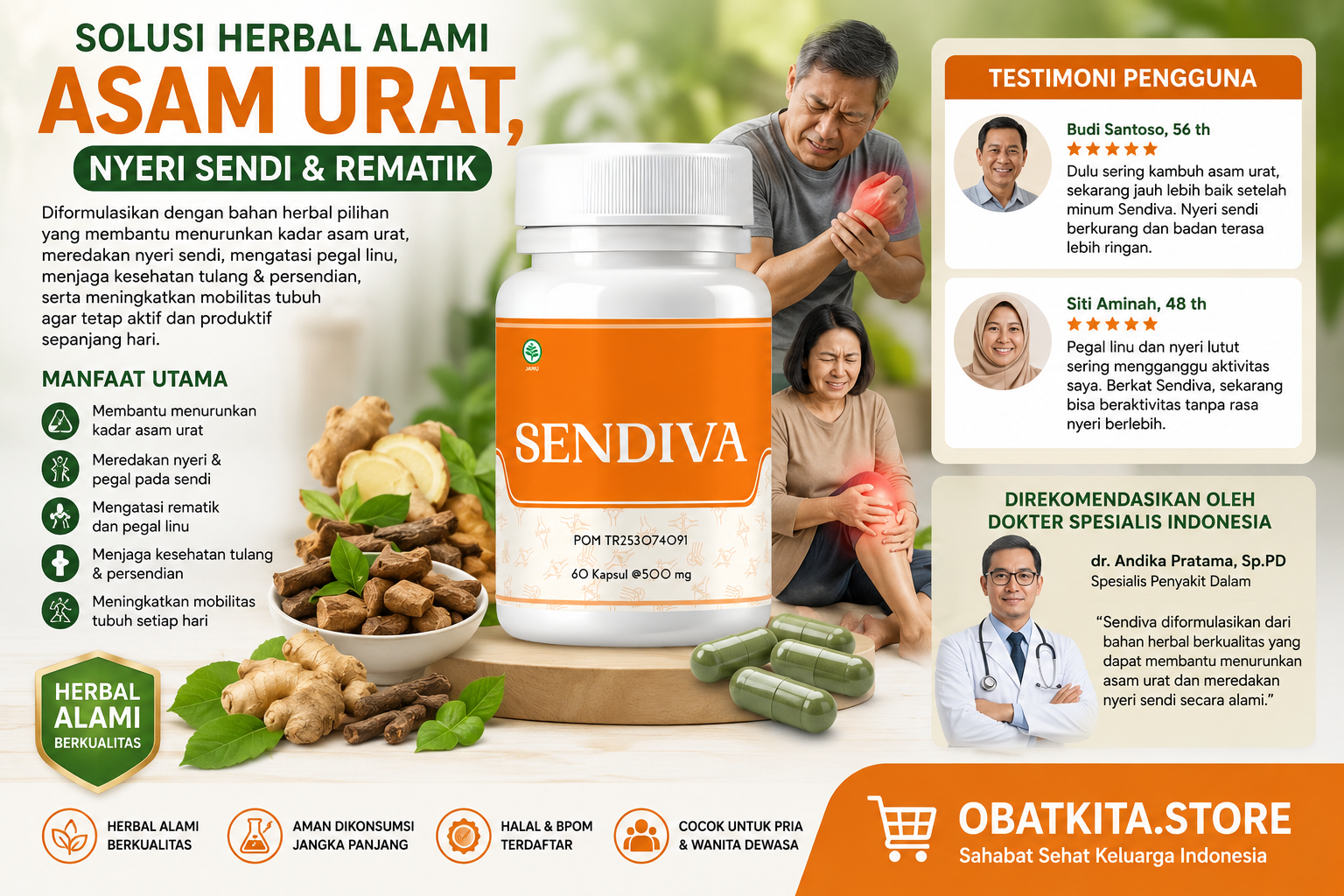 Temukan SENDIVA, obat herbal ampuh untuk asam urat, nyeri sendi, dan rematik. Aman untuk lambung dan tanpa efek samping. Atasi masalah Anda dengan cepat!