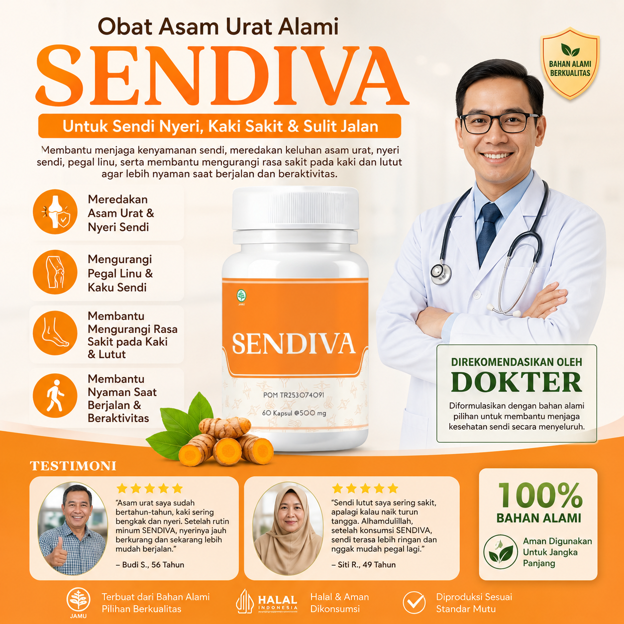 Obat Asam Urat Herbal Tradisional Paling Ampuh SENDIVA - BPOM TR253074091