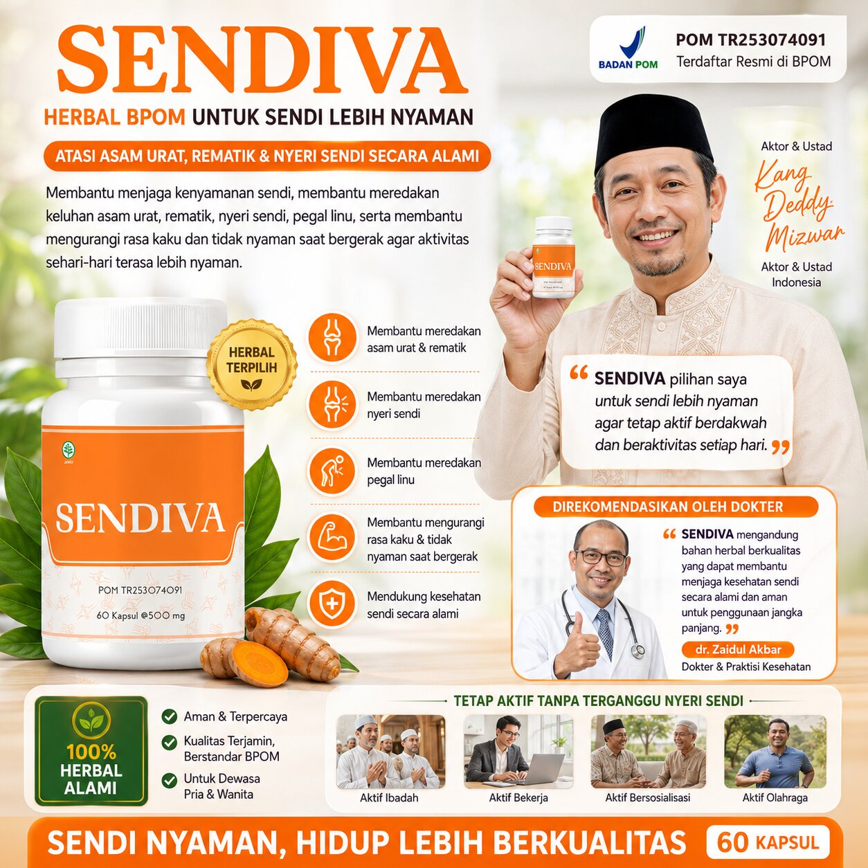 Obat Asam Urat Herbal Tradisional Paling Ampuh SENDIVA - BPOM TR253074091