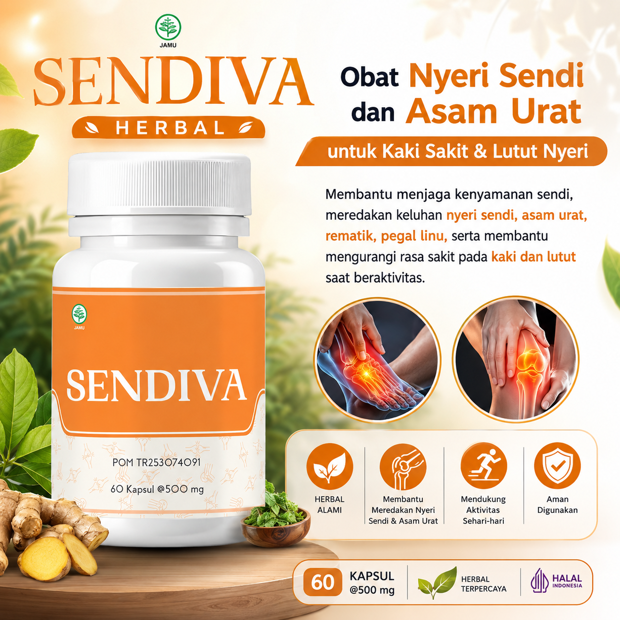 Obat Asam Urat Herbal Tradisional Paling Ampuh SENDIVA - BPOM TR253074091
