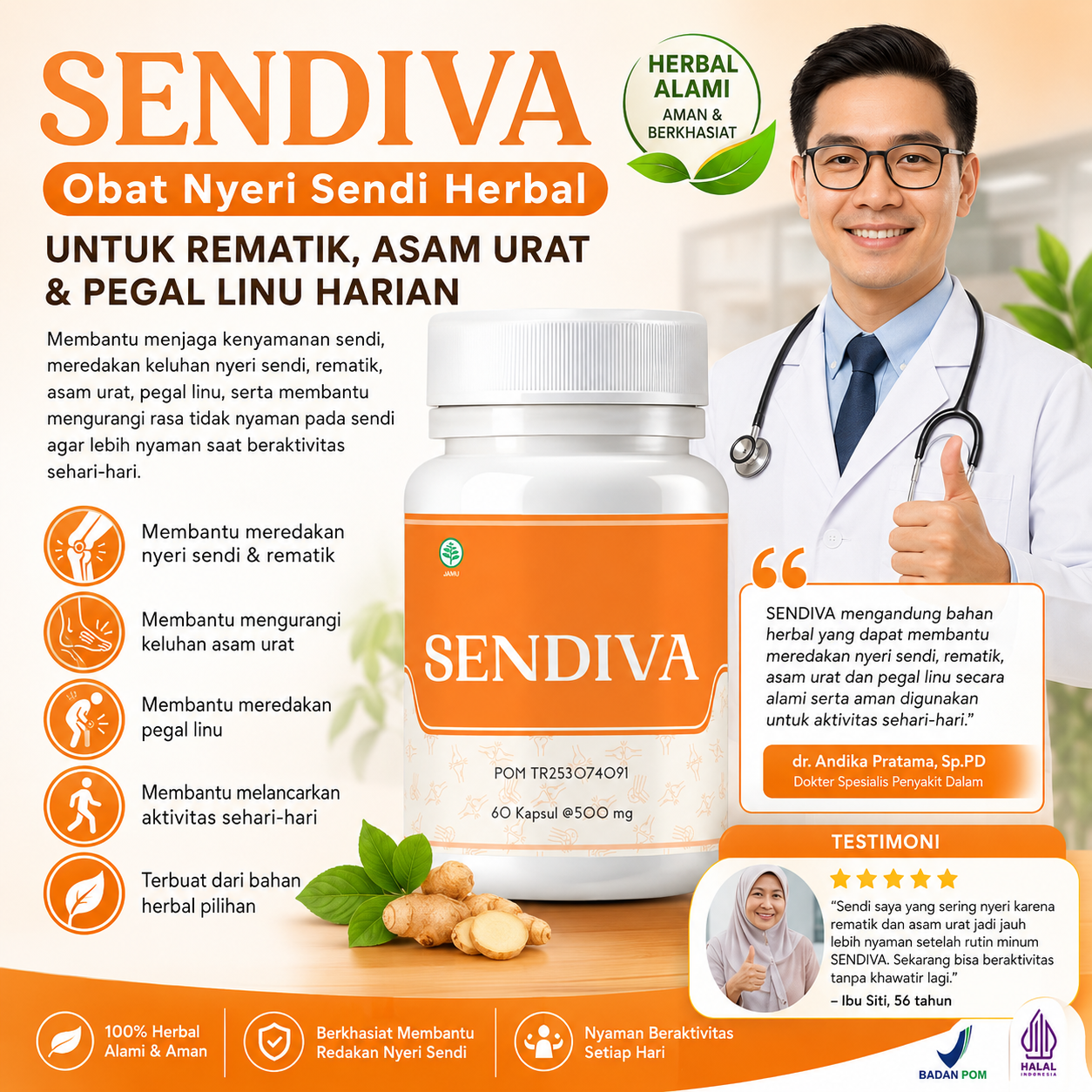 Obat Asam Urat Herbal Tradisional Paling Ampuh SENDIVA - BPOM TR253074091