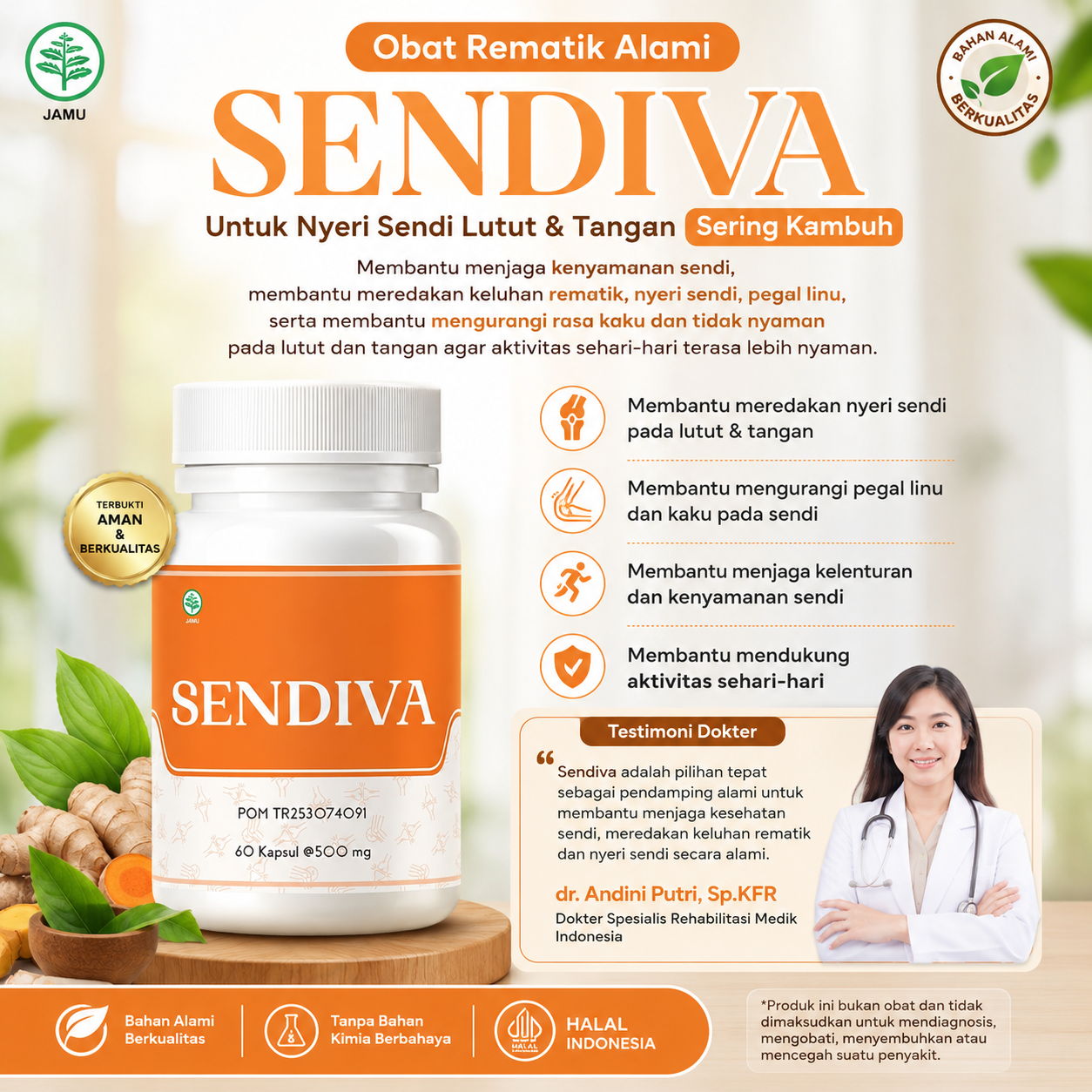 Obat Asam Urat Herbal Tradisional Paling Ampuh SENDIVA - BPOM TR253074091