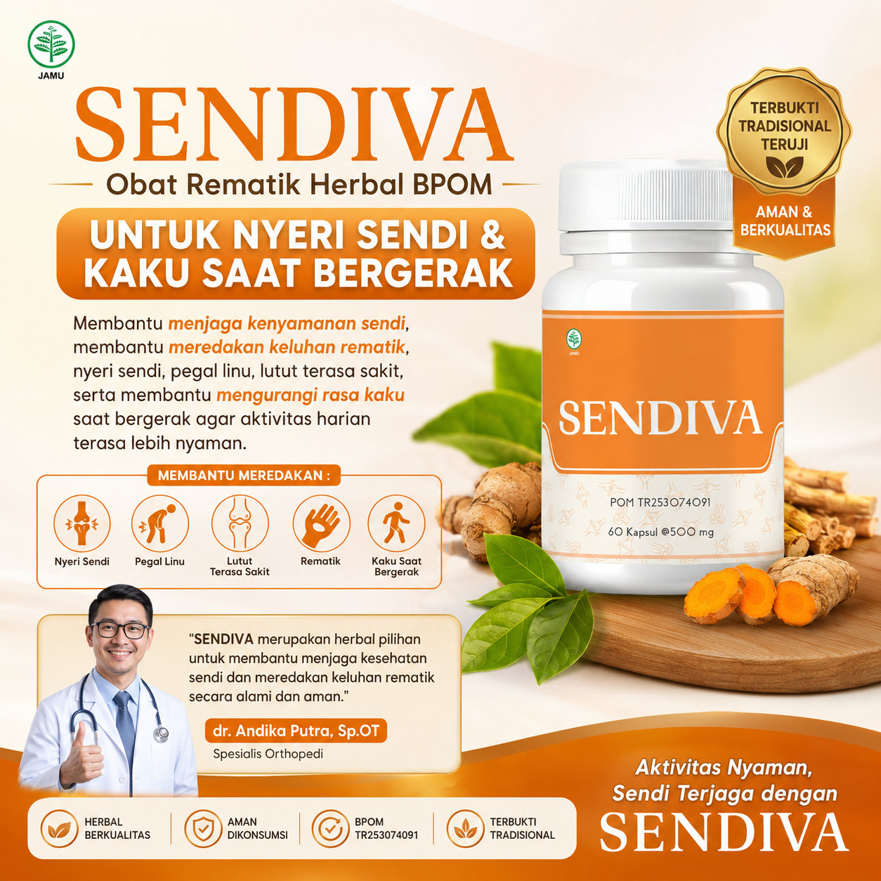 Obat Asam Urat Herbal Tradisional Paling Ampuh SENDIVA - BPOM TR253074091
